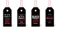 Black friday price tag set isolated on white background. Black Labels with Sale text. Royalty Free Stock Photo