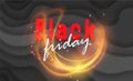 Black Friday promo vector background. Hot sale retail promotion banner design with fire flames for discount offer Vector Royalty Free Stock Photo