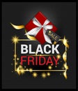 Black Friday Promotion Vector black background Christmas Happy New Year card,greeting cardsred and gift boxes Royalty Free Stock Photo