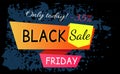 Black friday promotional emblem. Sale and discounts in store. Design element for advertisement