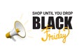 Black Friday promotional poster design with megaphone and message \