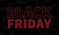 Black friday red glittering sequins on black background. Vector template for banner, poster