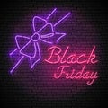 BLACK FRIDAY red neon sign with purple bow