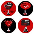Black friday black and red set of round icons