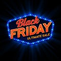 Black Friday retro light frame. Vector Royalty Free Stock Photo