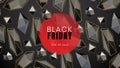 Black friday, sale abstract dark background with abstract shapes and a red circle and polygonal contours, can be used Royalty Free Stock Photo