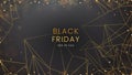 Black friday, sale abstract dark background with glowing lights and polygonal contours, can be used for banner Royalty Free Stock Photo