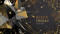 Black friday, sale abstract dark background with polygonal shapes, contours and glare, can be used for e-commerce Royalty Free Stock Photo