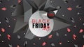 Black friday, sale abstract dark background with polygonal abstract shapes and gray circle, can be used for banner Royalty Free Stock Photo