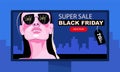 Black Friday sale. Advertising on a billboard against the background of the city. Royalty Free Stock Photo