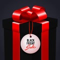 Black friday sale advertising illustration, gift box with