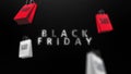 Motion zoom in black friday text and shop bag. 4K video