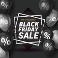 Black friday sale background with balloons sale sign and banner with explosion effect. Modern design. Universal vector