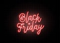 Black friday sale background. Luminous light red text lettering sign