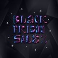 Black Friday Sale Background. Realistic 3D Lettering. Vector Label with Chrome Text an Stars. Template Design for Flyers