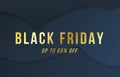 Black Friday Sale Banner Background with gold text effect. Advertising Poster Template. Vector illustration Royalty Free Stock Photo