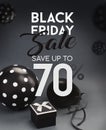 Black Friday sale banner, with black balloons.