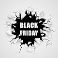 Black friday sale banner. Cracked hole with space for text. Vector illustration Royalty Free Stock Photo