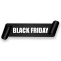 Black friday sale banner with curved paper ribbon. Vector illustration of black horizontal scroll