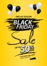 Black friday sale banner, Discount, promotion poster, advertisement, marketing, tags, sticker, balloons, brochure, leaflet, flyer