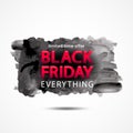 Black Friday Sale banner. Everything. Limited time offer poster. Watercolor grunge black brush stroke. Royalty Free Stock Photo