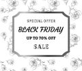 Black friday sale banner, flyer, poster, template for ads with roses. Vector illustration