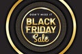 Black friday sale banner with gold color on dark background . Social media banner template, voucher, discount, season sale Royalty Free Stock Photo