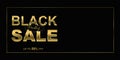 Black Friday SALE banner with gold letters. Special offer shop flyer concept on black background.