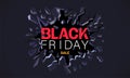 Black friday banner. Wall explosion. Crack in the black wall