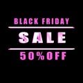 Black Friday sale. Sale banner. Neon