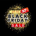 Black Friday sale banner with 50% off discount red label Royalty Free Stock Photo