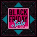 Black friday sale banner on patterned background, vector