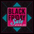 Black friday sale banner on patterned background, vector Royalty Free Stock Photo