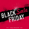 Black friday sale banner on red knitwear background, vector