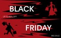 Black friday sale banner with shopper silhouette design