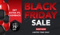 Black Friday Sale banner template background with red and black ballons and conffeti. Special offer. end of season, Template for b