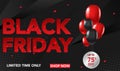 Black Friday Sale banner template background with red and black ballons and conffeti. Special offer. end of season, Template for b