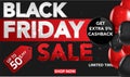 Black Friday Sale banner template background with red and black ballons and conffeti. Special offer. end of season, Template for b