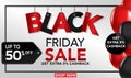 Black Friday Sale banner template background with red and black ballons and conffeti. Special offer. end of season, Template for b