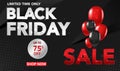 Black Friday Sale banner template background with red and black ballons and conffeti. Special offer. end of season, Template for b