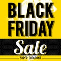 Black friday sale banner on yellow background, vector Royalty Free Stock Photo