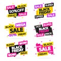 Black friday sale banners set for your promotion isolated on white background Royalty Free Stock Photo