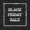 Black Friday sale. black glitter shimmery design Dark background silver letters lettering text banner