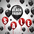 Black Friday Sale with black and red balloons and discounts