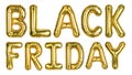 Black Friday. Sale, Clearance, discount. Yellow Gold foil helium balloons. Black Friday words good for store, shop, shopping mall Royalty Free Stock Photo