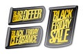 Black friday sale, clearance and offer stickers set