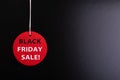 Black Friday sale concepts. Circle Red sale tag color on the black background with Copy space Royalty Free Stock Photo