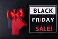 Black Friday sale concept. Red Sale tag and Black Sale tag color on the black background with Copy space. Black Friday weekend