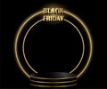 Black Friday Sale concept. Stage empty for decor product, advertising, show. Black podium design luxury isolated on dark.
