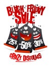 Black friday sale, crazy discounts vector banner